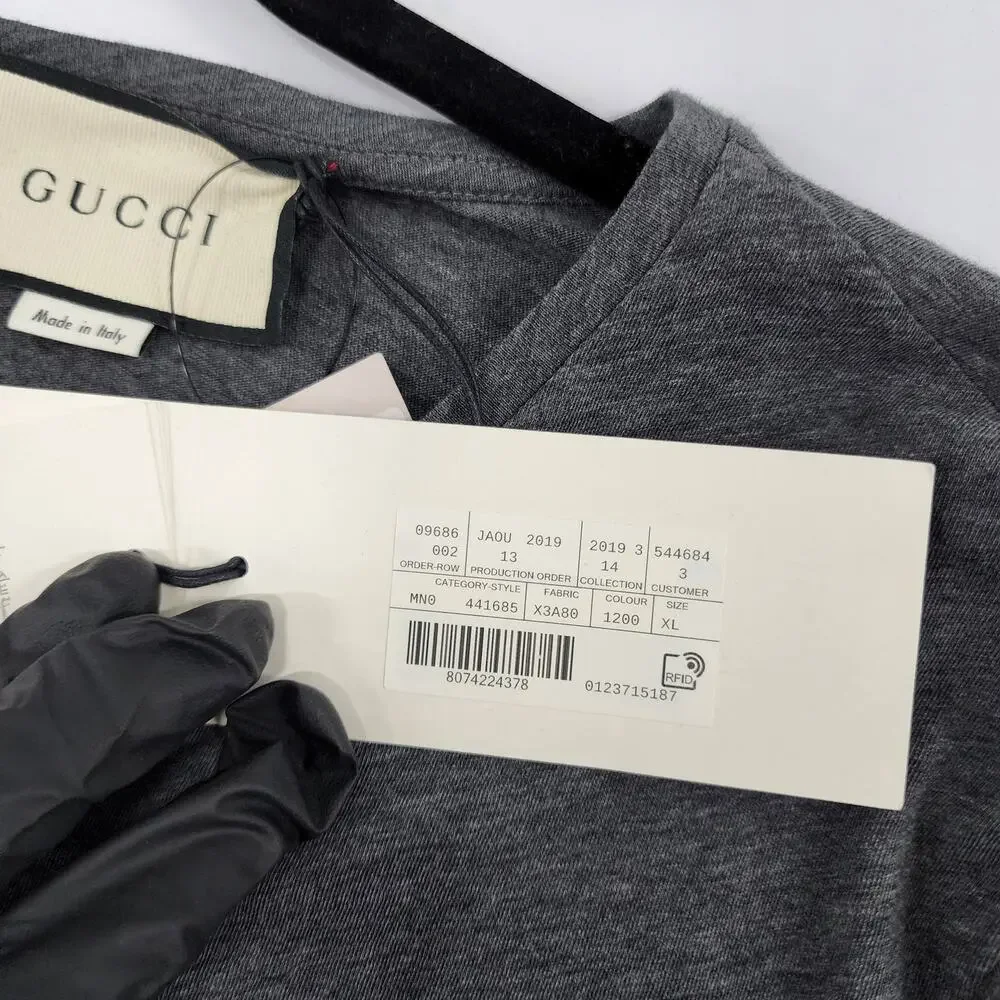 Unisex NWT Gucci Classic Logo Print T-shirt Gray sz XL - Picture 7 of 7
